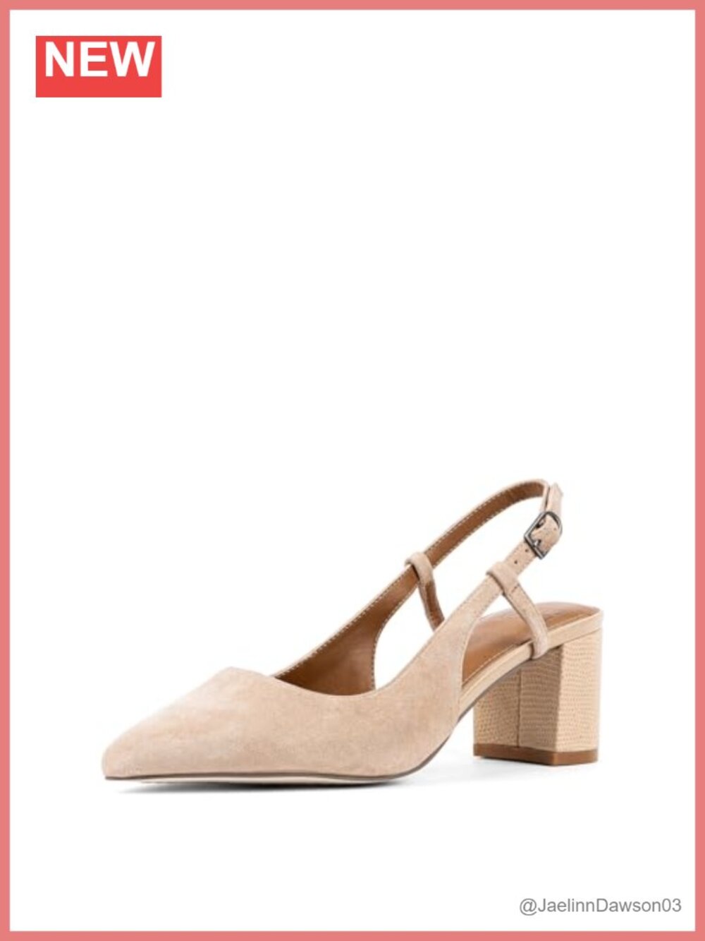Women's Slingback Pump Heels, Pointed Toe Block Heel with Memory Foam